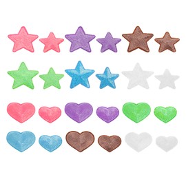 PATIKIL Sequin Star and Heart Iron on Patches, 24 Pcs Sew on Applique Patch Embroidery Sequin Glitter Patches for DIY Shoes Clothes Hats Backpacks Costume, Gradient Multicolor