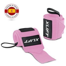 XLIFT 2 x Gym Wrist Wraps, Crossfit Wrist Wraps, Gym Accessories, Wrist Brace for Weightlifting, Wrist Wraps, Sports Bracelets for Men and Women (Pink)