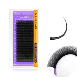 NAGARAKU Eyelash Extensions 0.20mm D curl 16-20mm Mix Tray Individual Lashes Classic Matte Black 16 Rows Professional Beauty Salon Supplies