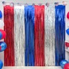 4 Pack 4th of July Foil Fringe Curtains, Red White