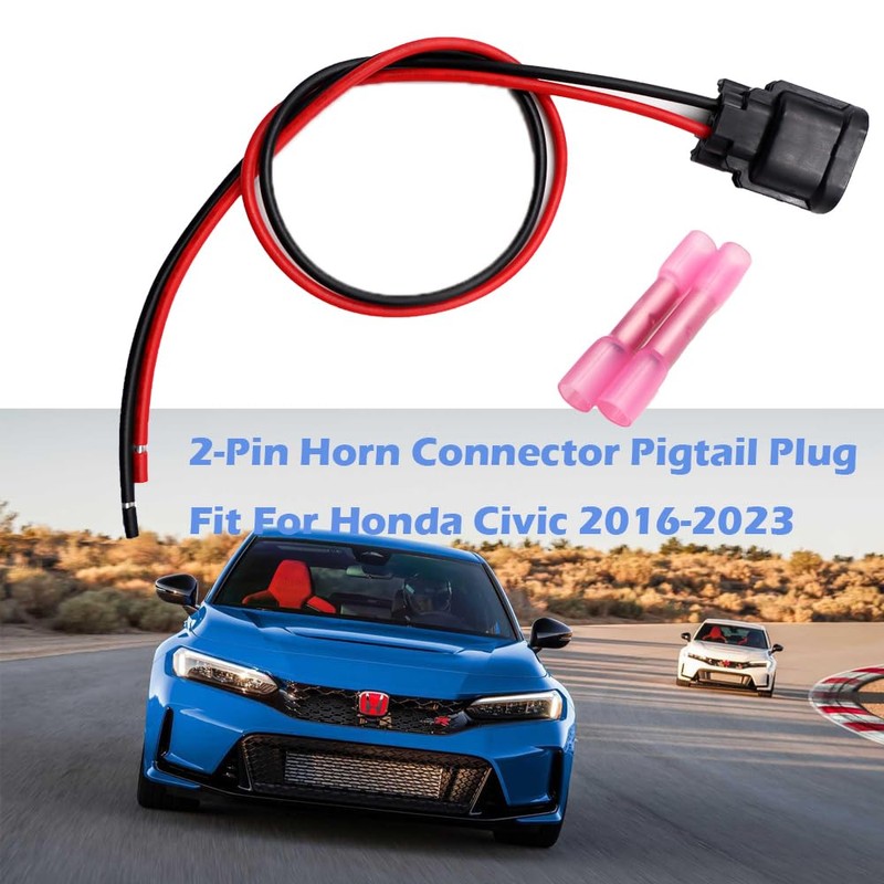 2-Pin Horn Connector Pigtail Plug Compatible with Honda Civic 2016-2023
