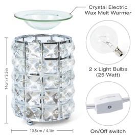 Wax Melt Burner, Crystal Wax Melts Burner Electric, Electric Burners for Wax Cubes, Wax Melter Burner for Home Office, for Her