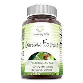 Amazing India Garcinia Extract Supplement | 1500 Mg Per Serving | 180 Veggie Capsules | Non-GMO | Gluten Free | Made in USA