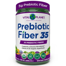 Vital Planet - Fiber 35 Powder Diverse Fiber Supplement for Dietary Support and Occasional Constipation with 35 Prebiotic Fibers and 35 Organic Superfoods to Maintain Bowel Regularity, 6.77 oz