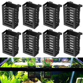 Lnrueg 8PCS Aquarium Plant Holder with Hooks, Hanging Rimmed Tank Plant Pot Aquarium PlantersCups, Upgraded Aquatic Planter Cups for Fish Tank Aquaponic Planter and Aquascape Decorations