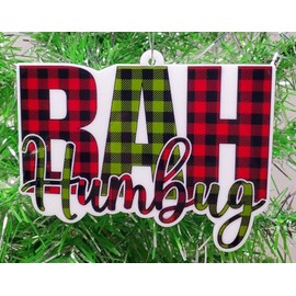 Generic Bah Humbug Scrooge Plaid Ornament