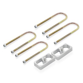 QGHAUC Universal Leaf Spring Lowering Block Kit, 1 Inch, 2-1/2" Wide, 5" Long, Zinc-Plated U-Bolts, Premium Steel Construction for Long-Lasting Finish