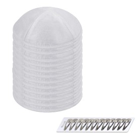 Zion Judaica Deluxe - Paquetes a granel de seda cruda o Kippah individual incluye clips gratis, Blanco, Talla única