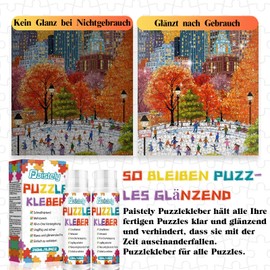 Paistely Puzzle Kleber Transparent, Puzzle Glue Mit Einfachem Schwammkopf und Applikator, Ungiftig Puzzelkleber, Puzzlekleber für 1000/2000 Teile, Geeignet für Kinder und Erwachsene (120ml*2)