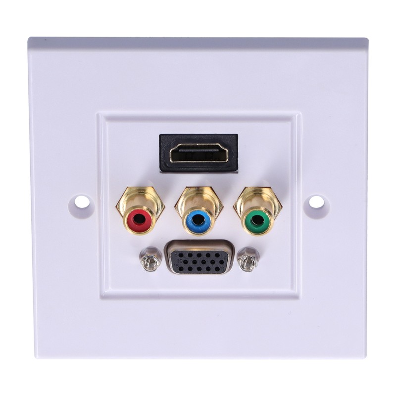 VGA+High Definition Multimedia Interface 3RCA Wall Plate Panel Socket for
