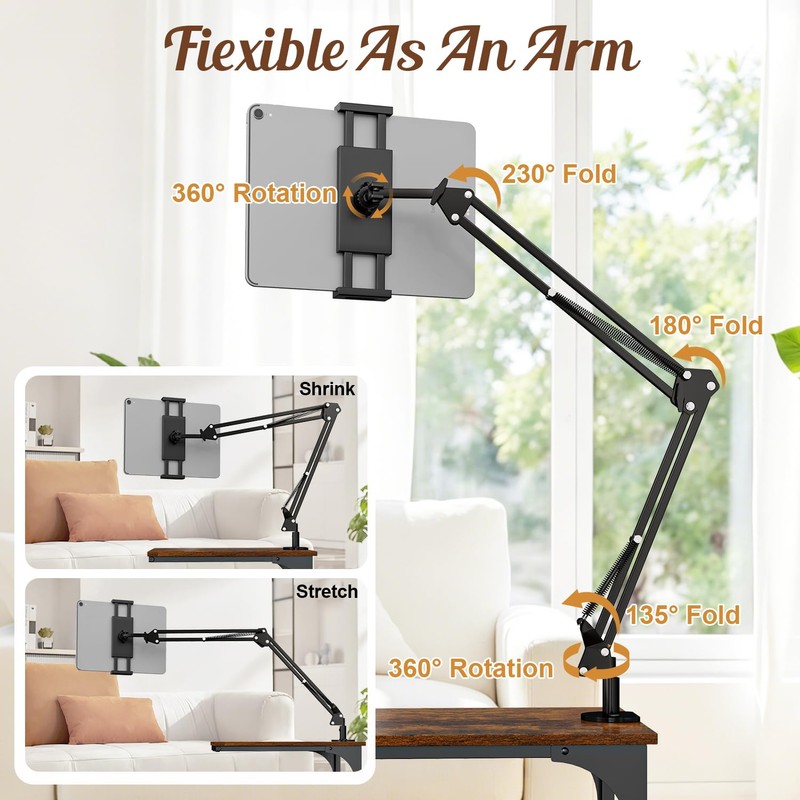 Floor Kindle Phone Tablet Stand with End Table for Overhead