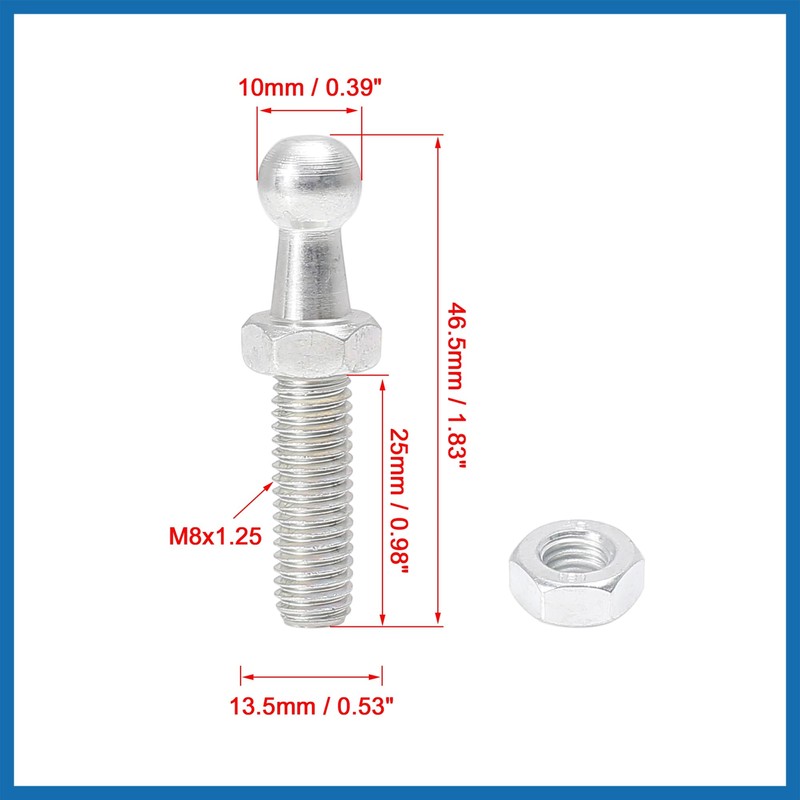 A ABSOPRO 2 Set 10mm M8x25mm Car Gas Strut Ball