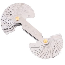 LIKENNY Screw Pitch Gauges, Stainless Steel (Metric mm, 60°, 24 Pieces + Inch 55°, 28 Pieces), Total of 52 Types, Unified Screw Pitch Measuring Tool, Check Bolt Standards, Rustproof, Measuring Tool, Square Metal, Portable (52 PCs)