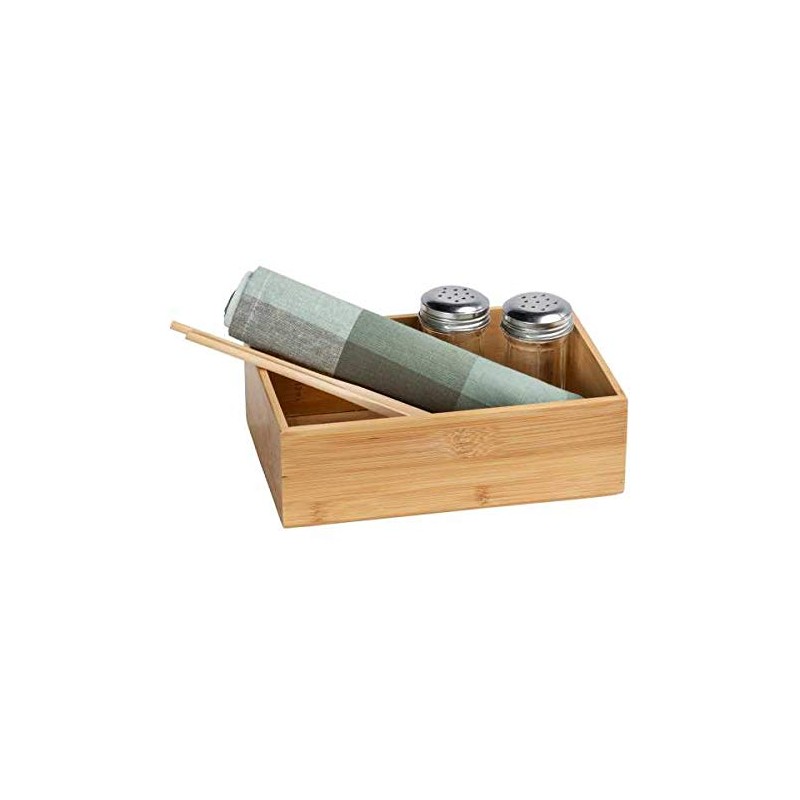 Wenko Bamboo Organiser Terra 3 Compartments -Storage Box, Bathroom Basket,