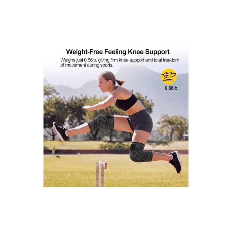 WHLICKS Knee Support for Men/Women with Strap (2 Pack), Sports