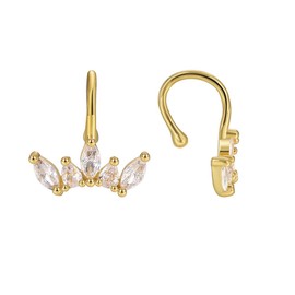Horse Eye Cubic Zirconia Flower Gold Ear Cuff for Women Cartilage Tragus Non Piercing 14k Gold Filled Hypoallergenic Trendy Cuff Earrings Jewelry