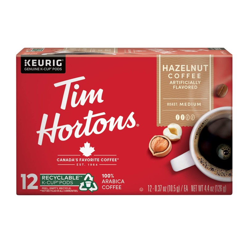 Tim Hortons Hazelnut Flavored, Medium Roast Coffee, Single-Serve K-Cup Pods
