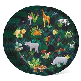 Puckator RPLAT03 Animal Kingdom Set of 4 Recycled Plastic Bottles RPET Reusable Picnic Plates