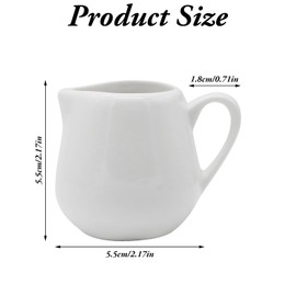 Set of 6 Ceramic Milk Jugs, Uooker 110 ml/3.9oz Creamer Cream Jug, Milk Frothing Jugs, Small White Ceramic Jugs with Handles for Home Kitchen, Elegant Afternoon Tea, Milk Coffee, Sauces Dips
