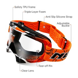 NENKI Motocross Goggles Motorcycle Goggles ATV Dirt Bike Off Road MX Driving Goggles Ski Goggles for Men and Women Cross Goggles