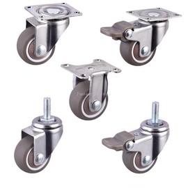 1/1.25/1.5/2 Inch Furniture Casters Wheels Rubber Swivel Castor Trolley Caster with brake(F,2.0 inch)