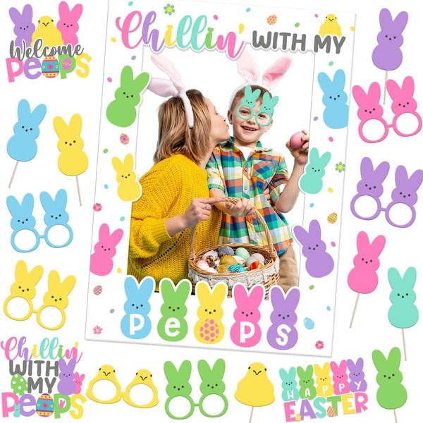 Easter Photo Booth Props, Happy Easter Party Decorations Welcome Easter