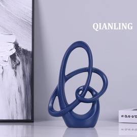 Blue Statue Decor- Modern Sculptures Home Decor, Resin Abstract Decor Art Accent ,Blue Centerpieces for Living Room, Bedroom, Bathroom, Office, Shelf, Mantel - Wedding, Coffee Table, Dining Room