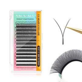 NAGARAKU yy Eyelash Extensions Supplies y lash 0.07mm C curl Mix Tray 8-15mm Premade 4D Easy Fan Russian Volume Cluster Faux Mink Matte 12 rows pre Fanned Wispies Crisscross Eye Lashes