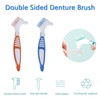 Geodurn Denture Brush, 2 Pieces False Teeth Toothbrush with White