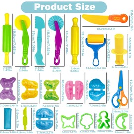 Unleash Creativity with 23 Pcs Play Dough Tools Sets and 6 Unique Dino Molds Dough Toys Accessories Set Whit 5 Bright Color Clays.