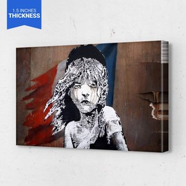 Banksy Graffiti Street Art Canvas Collections. Ready to Hang.Made in USA #FULL1 (36in x 24in Gallery Wrapped, Banksy Les Miserables Paris Canvas Art)