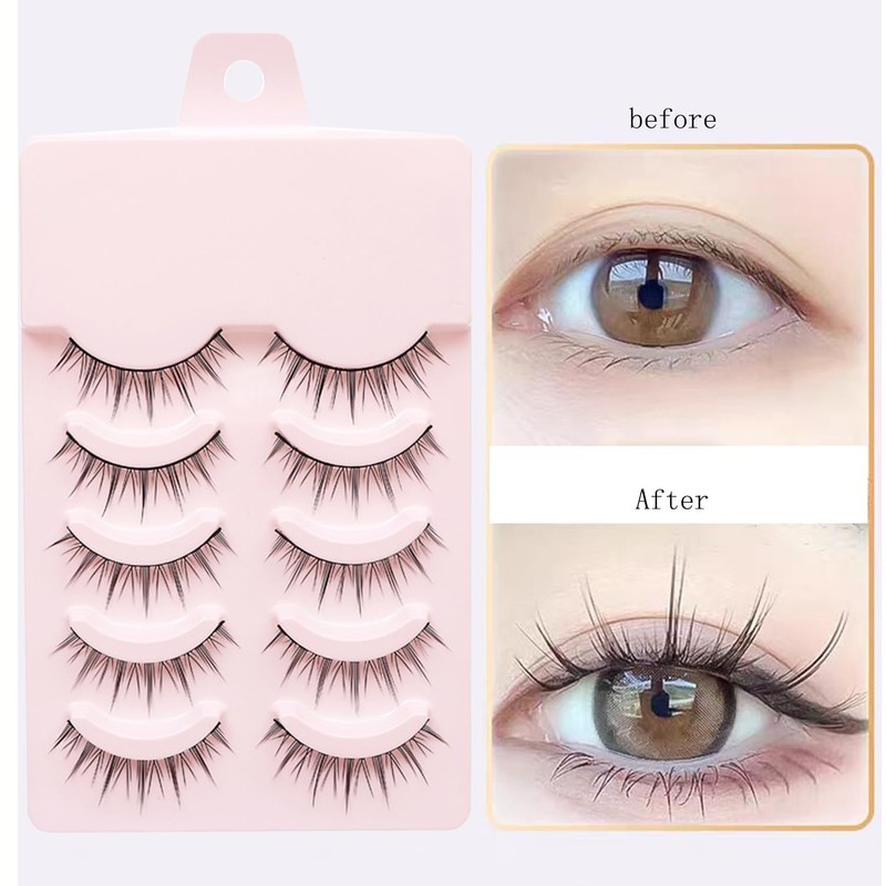 GRTUFOBA 5 Pairs False Eyelashes for Upper Eyelashes, Natural, Black