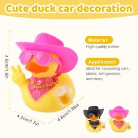 Fukaisu 2pcs Novelty Rubber Ducks, Cool Rubber Ducky with Sunglasses, Necklace, Cowboy Hat, Scarf Cute Car Decoration Accessory for Lovers Friends Family