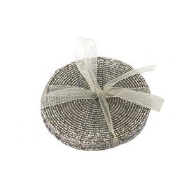 Set of 4 Silver Beaded Coasters