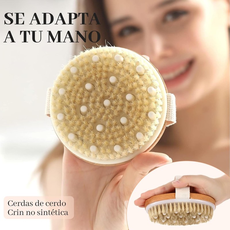 2pcs Cepillo Corporal para Masaje, Exfoliante de Baño de Cerdas,