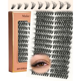 EMEDA 3D Cluster Eyelashes, 40D Eyelash Extensions, 8-16 mm, Mix, DIY, Natural and Fluffy Eyelash Extension, Cat's Eye, Individual Eyelashes for Self-Application