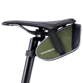 ROCKBROS Saddle Bag, Bicycle Seat Bag Tool Bag, Bike Underseat Bag, Reflective Cycling Under Seat Pouch, Mini Bicycle Seat Pack Bag Bike Storage Bag Bike Tail Bag, Green