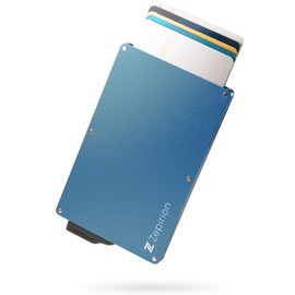 Zepirion Credit Card Case, Men’s, Women’s, RFID Blocking, Magnetic Field Protection, Sliding, Slim, Thin, Aluminum, Pacific Blue