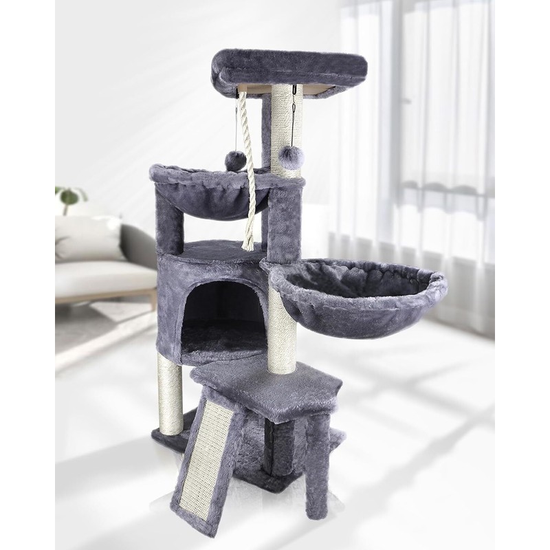 Smouatou Target 37.4 Grey Cat Tree Condo With Hammocks Scratching