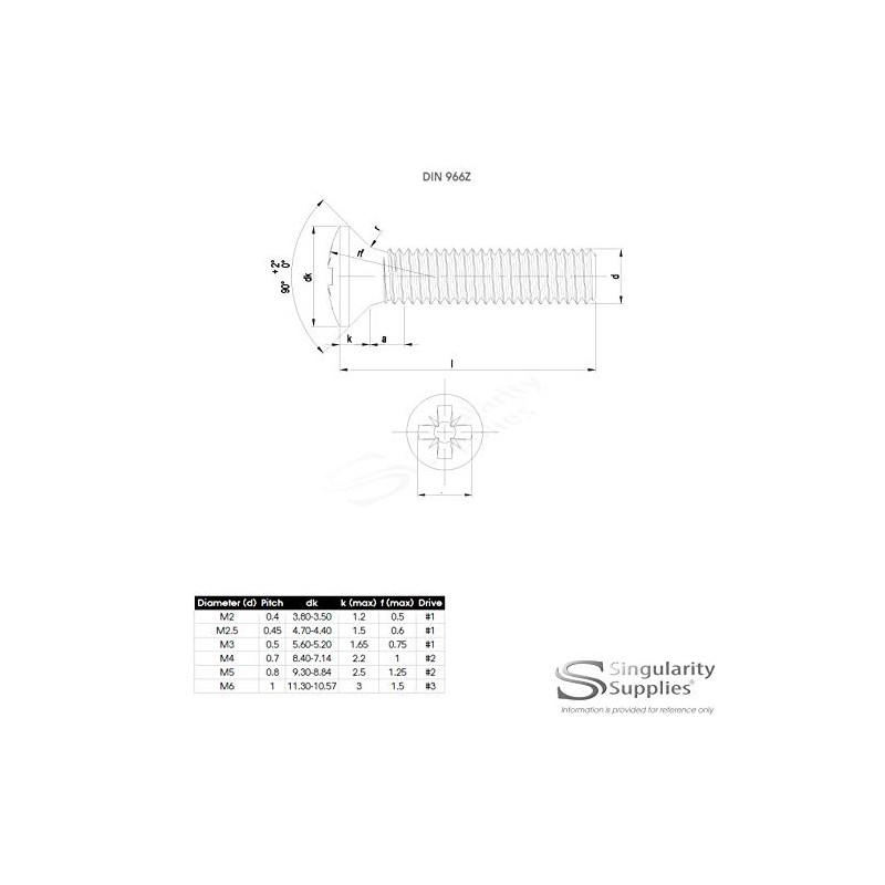 M4 (4mm x 12mm) Pozi Raised Countersunk Machine Screw (Bolt)