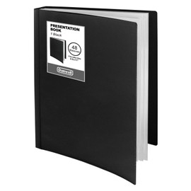 Dunwell Presentation Binder 48-Pocket, Displays 96 Pages, 8.5x11 Portfolio Binder with Plastic Sleeves, Storage and Organizer for Documents, Photos, Kids Artwork, Projects, Recipes (Black)