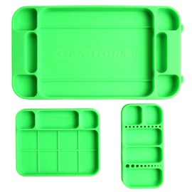OEMTOOLS 22417 Flexi-Tray, 3 Piece Set, Includes Small, Medium, and Large Rubber Tool Mat Trays, Heat and Oil Resistant Silicone, Round-Bottom Compartments