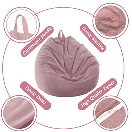 Highdi Bean Bag (No Filler),70x80cm Corduroy Kids Bean Bag, Pink Gaming BeanBag,Washable Soft Comfortable Indoor Outdoor for Garden Living Room Furniture
