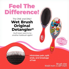 WetBrush Original Detangler, Ultra Soft Intelliflex Bristles, Justice League Supergirl and Wonderwoman, DC Comics Range, For All Hair Types