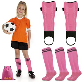 Soccer Shin Guards for Kids Youth - Breathable Tough Protective Gear with Ankle Support for Ski Football Ice Hockey, for 3-5 5-10 10-18 Years Old Children Teens Boys Girls (Pink, S)