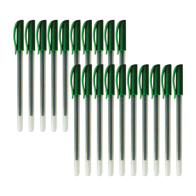SAINO Softek Ballpoint Pens, GREEN, Fine Point (0.7mm), Pack of
