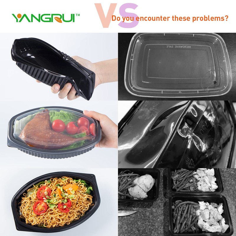 YANGRUI To Go Containers, Shrink Wrap 30 Pack 18oz Leak