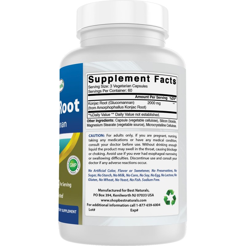 Best Naturals 2 Pack Konjac Glucomannan Root 2000 mg per