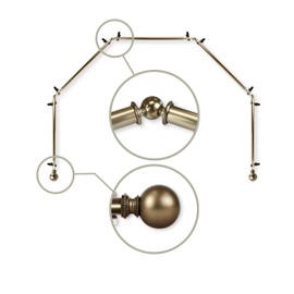 Rod Desyne 13/16" Jodi 5-Sided Bay Window Curtain Rod, Antique Brass