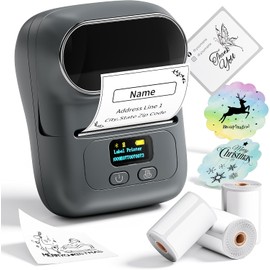 LabelCenter M110 Label Printer,Label Maker Machine Label Printer Machine Bluetooth Thermal Label Printer for Small Business,Barcode,Logo,Clothing Jewellery Tag,Retail,Home,With 3 Roll of Labels